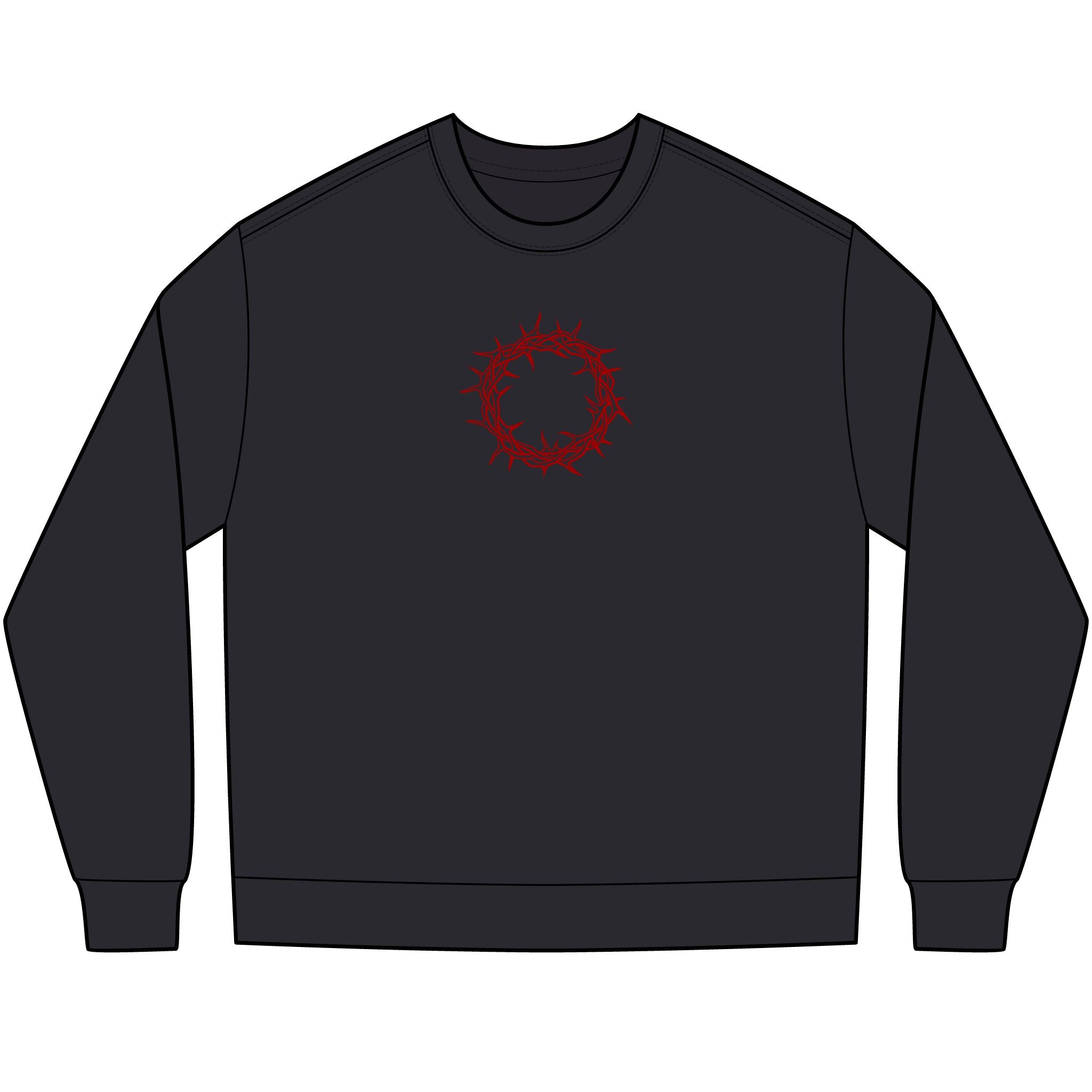 Long Sleeve T-Shirt -- Christian Theme -- Crown of Thorns (Red)