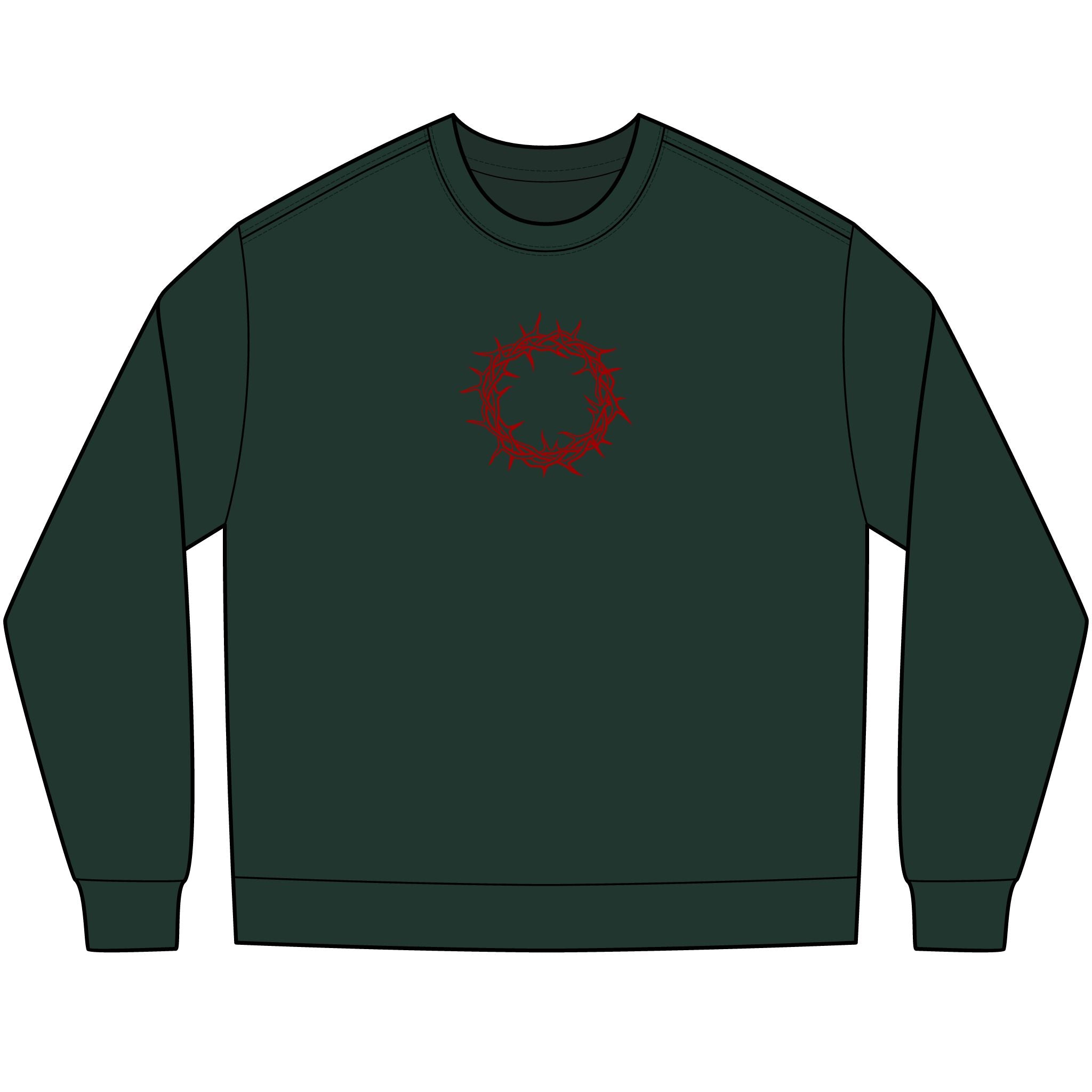 Long Sleeve T-Shirt -- Christian Theme -- Crown of Thorns (Red)