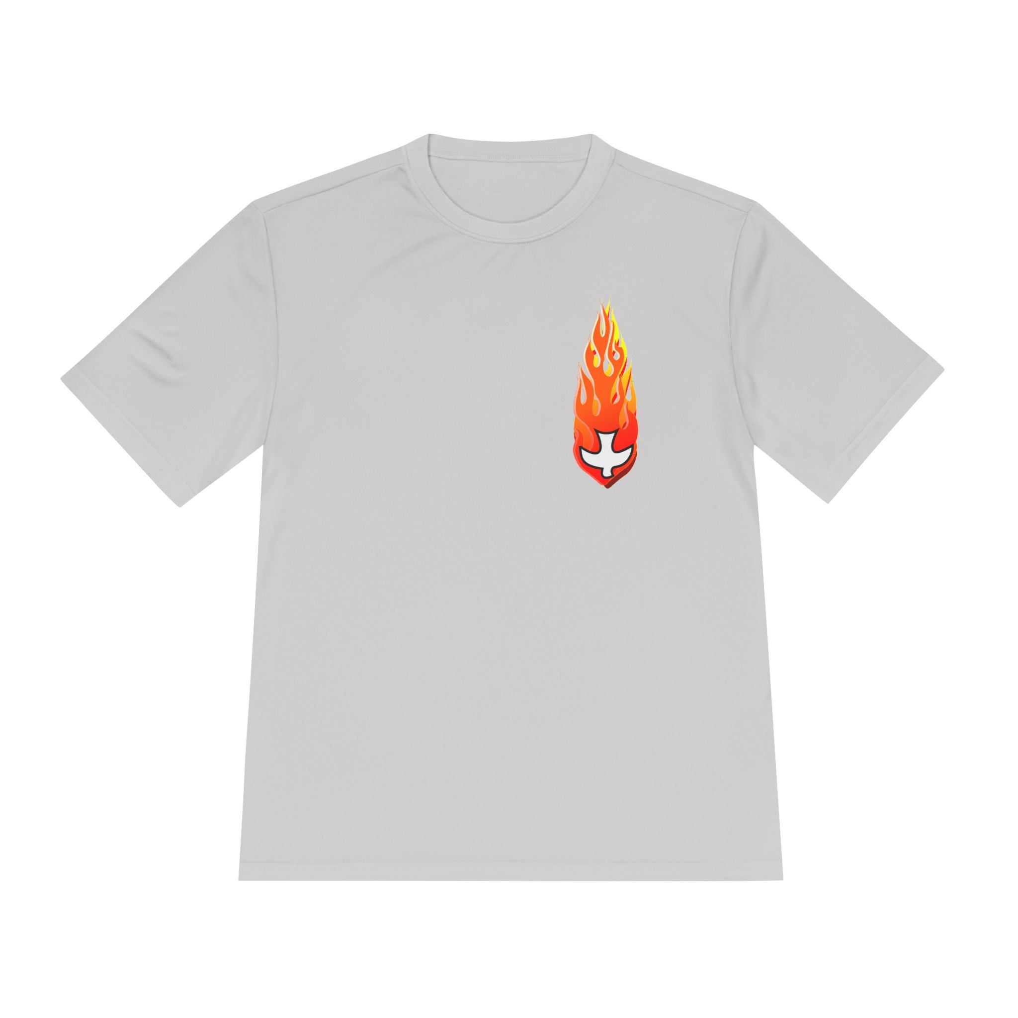 Performance Athletic T Shirt -- Christian Theme -- Holy Spirit Dove, Flame
