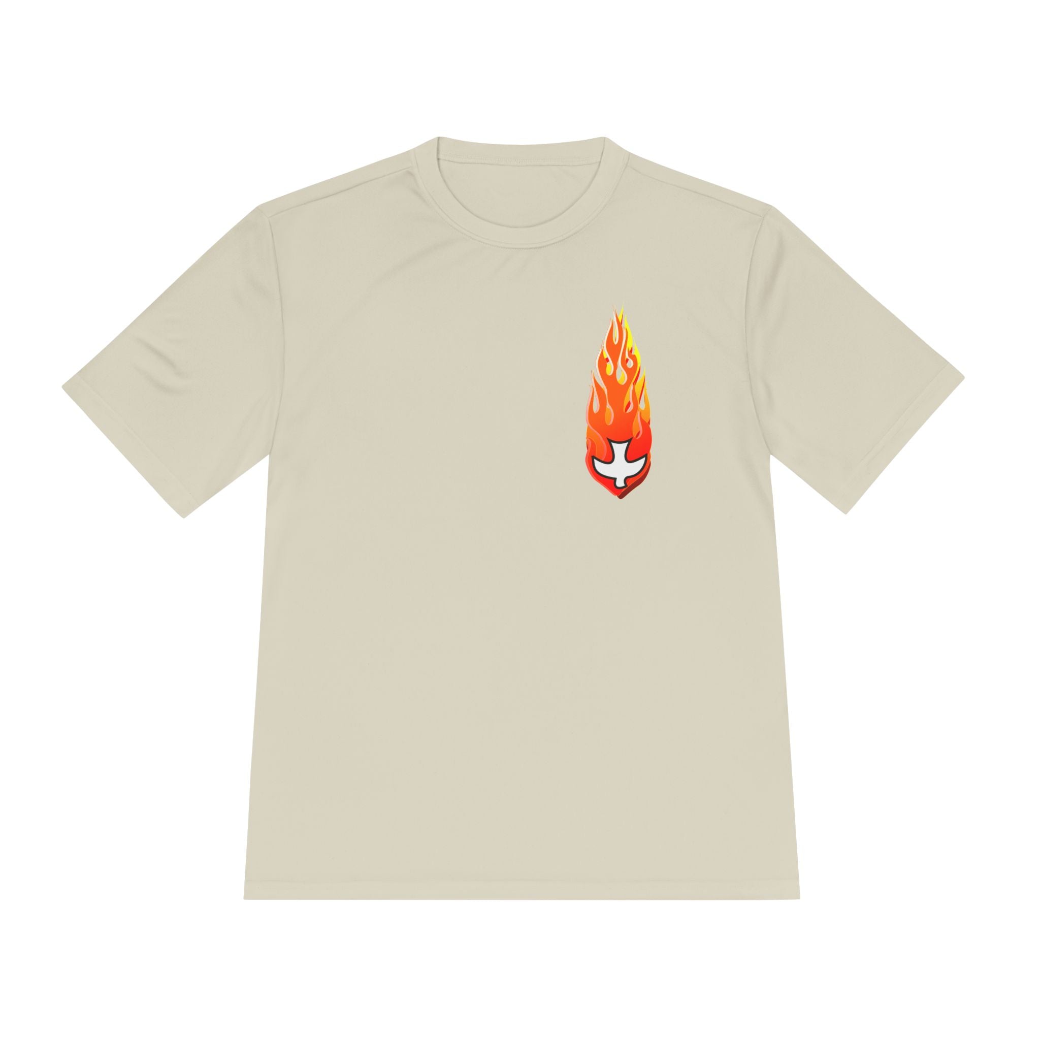 Performance Athletic T Shirt -- Christian Theme -- Holy Spirit Dove, Flame