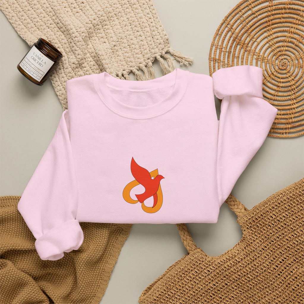 Crewneck Sweatshirt -- Christian Theme -- Holy Spirit Dove Heart Flame