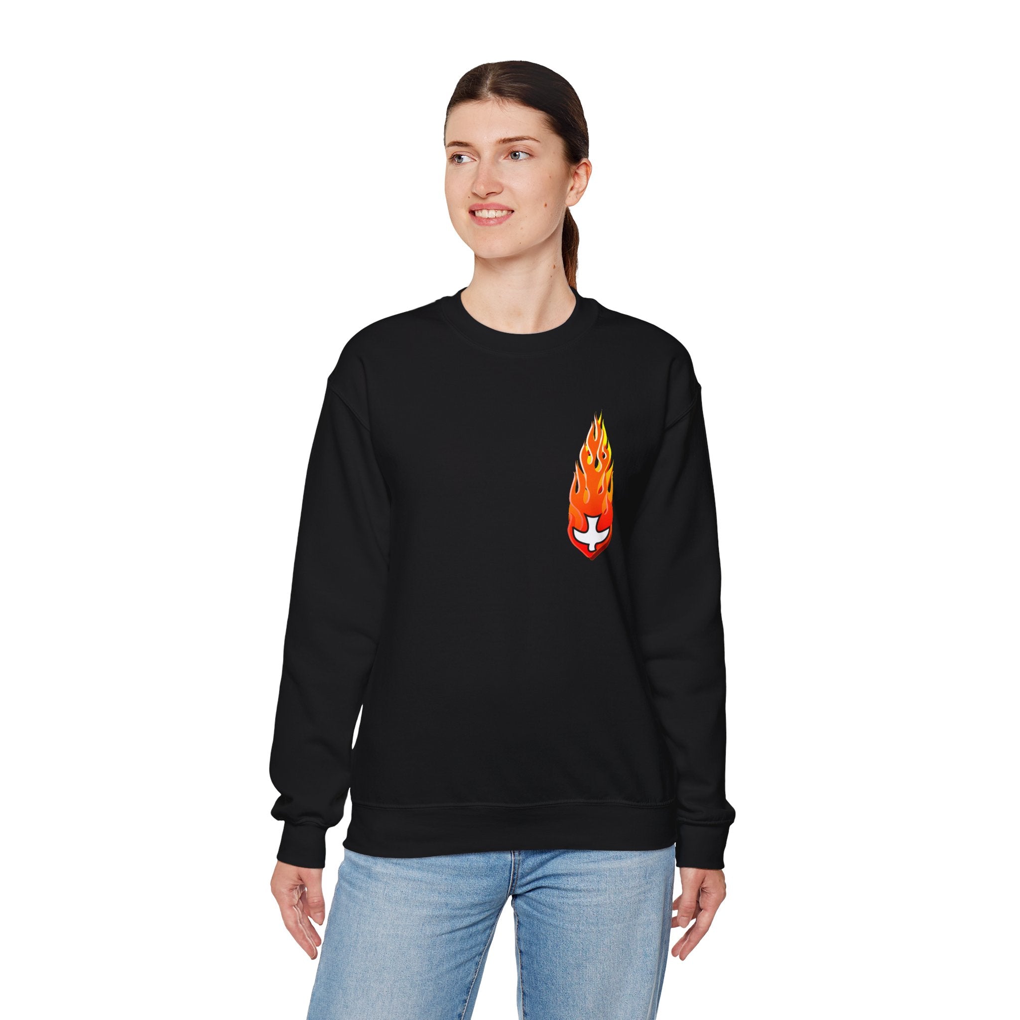 Crewneck Sweatshirt -- Christian Theme -- Holy Spirit Dove Flame