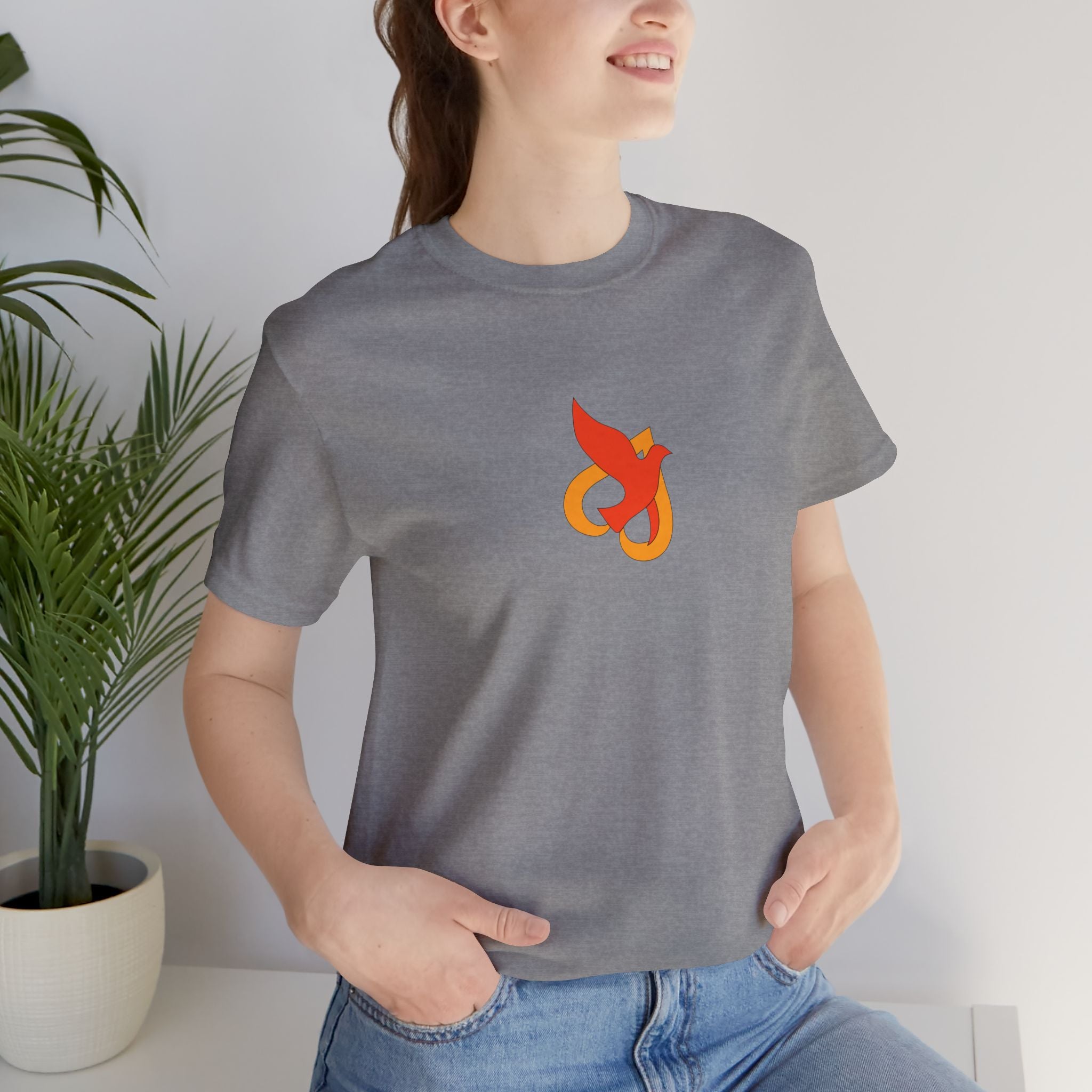 Jersey T-Shirt -- Christian Theme -- Holy Spirit Dove Heart Flame