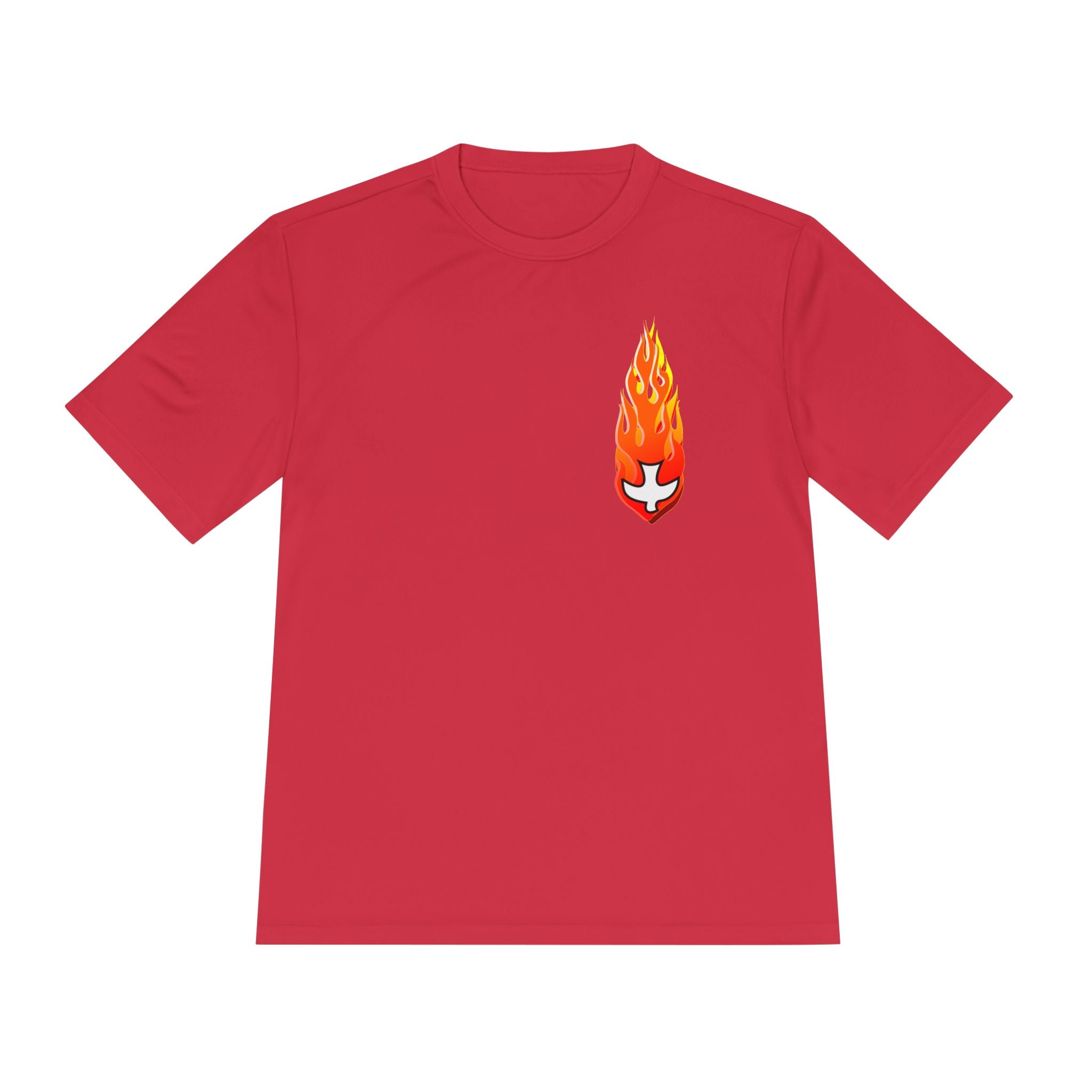 Performance Athletic T Shirt -- Christian Theme -- Holy Spirit Dove, Flame