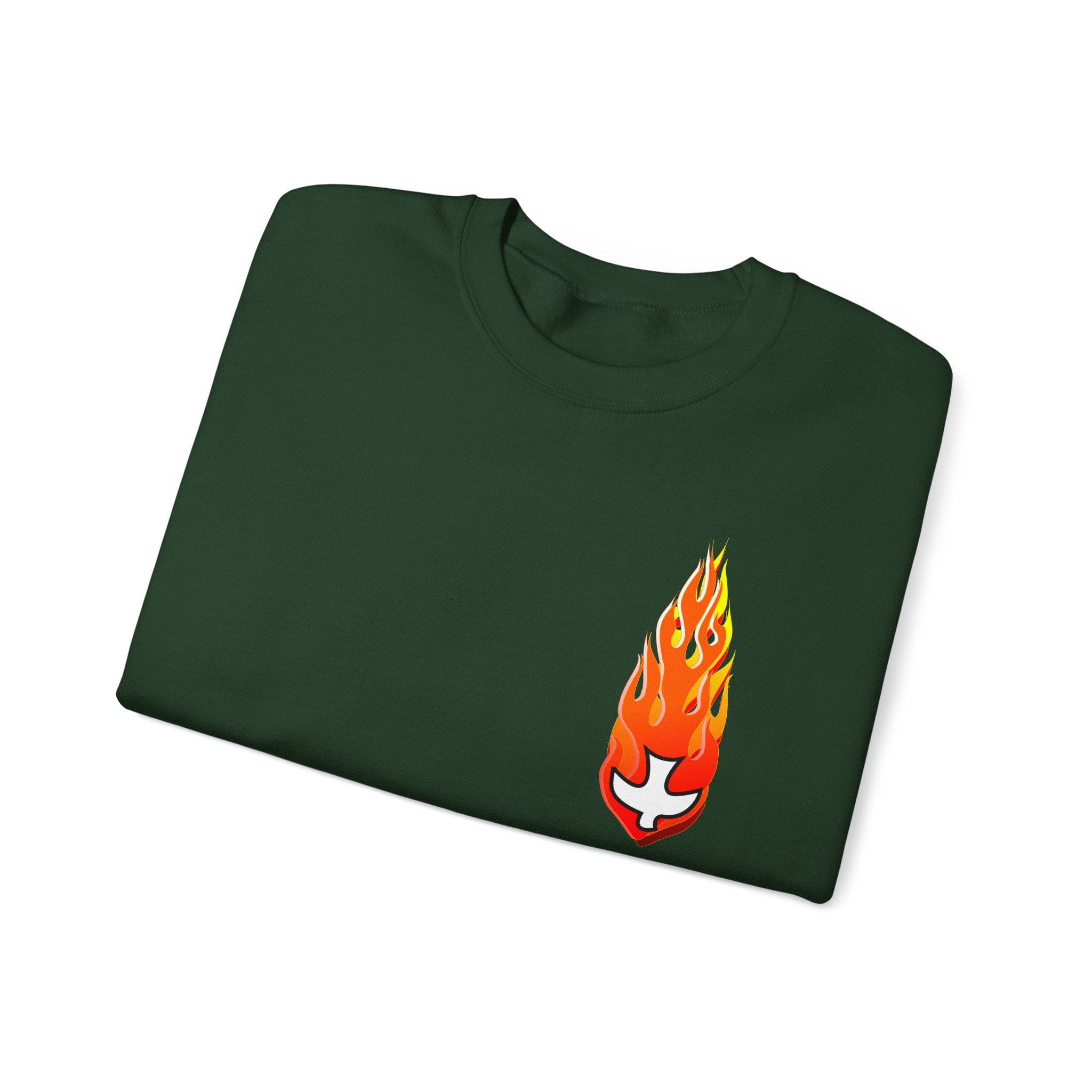 Crewneck Sweatshirt -- Christian Theme -- Holy Spirit Dove Flame