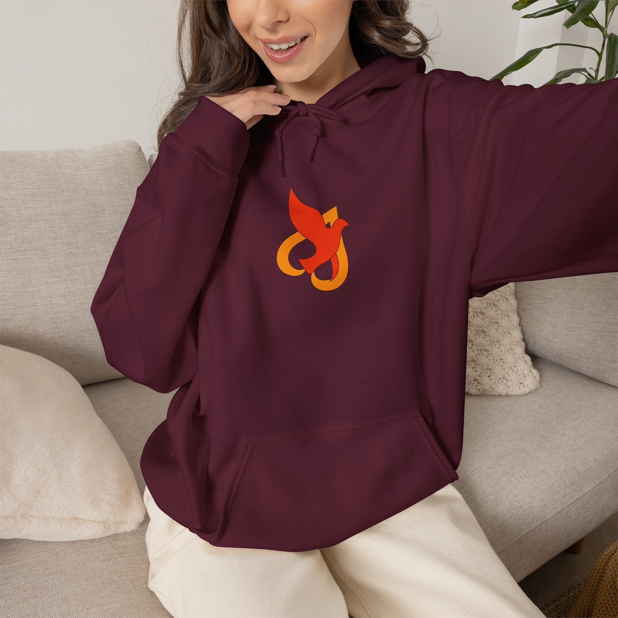 Hoodie -- Christian Theme -- Holy Spirit Dove Heart Flame