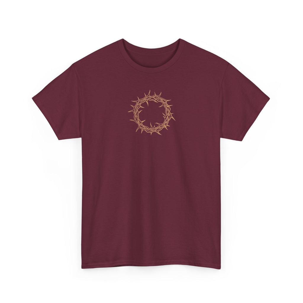 Heavy Cotton T-Shirt -- Christian Theme -- Crown of Thorns (Light Red)