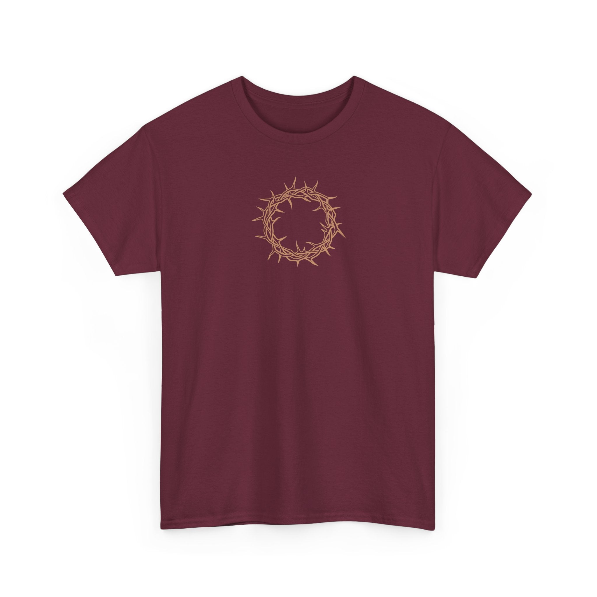 Heavy Cotton T-Shirt -- Christian Theme -- Crown of Thorns (Light Red)