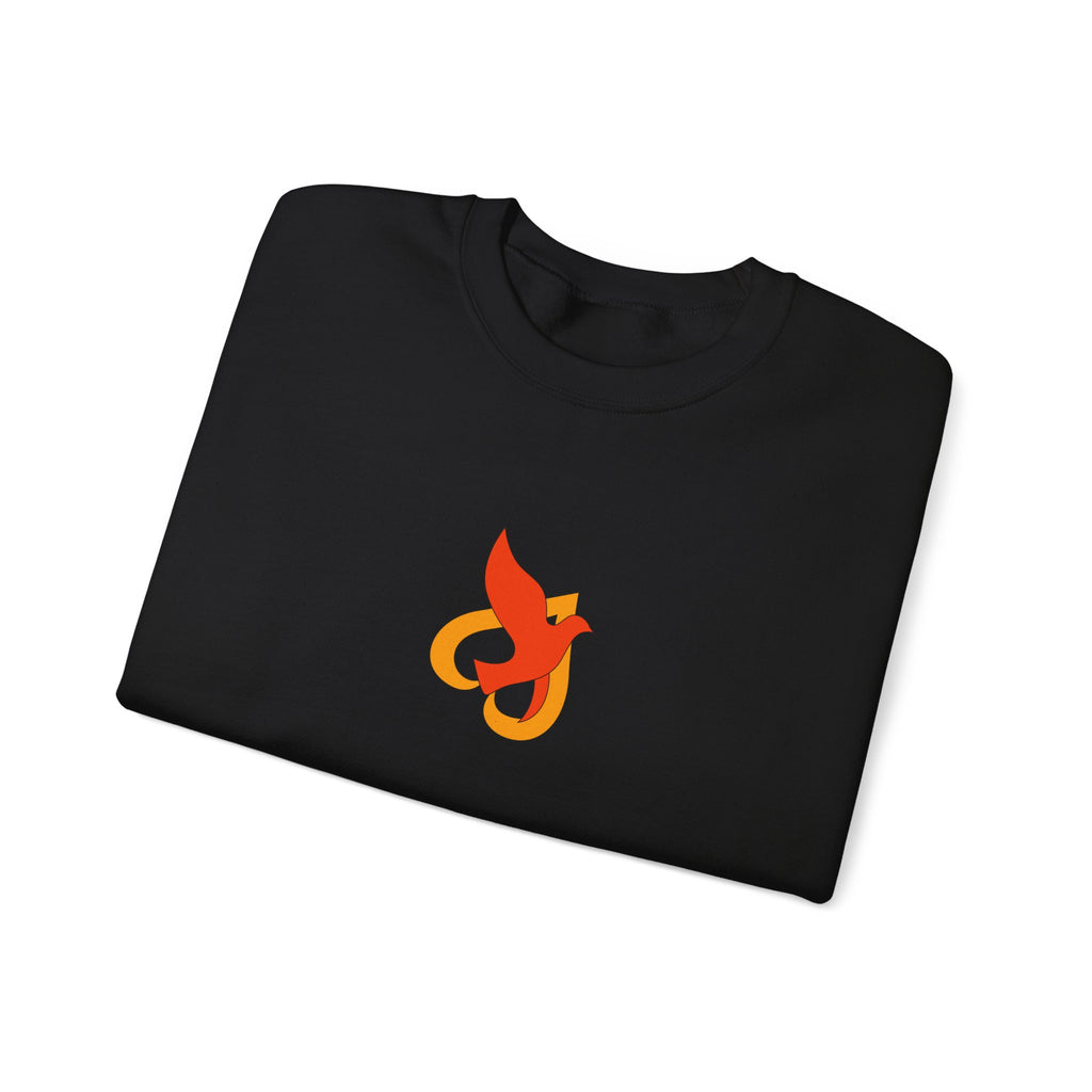Crewneck Sweatshirt -- Christian Theme -- Holy Spirit Dove Heart Flame