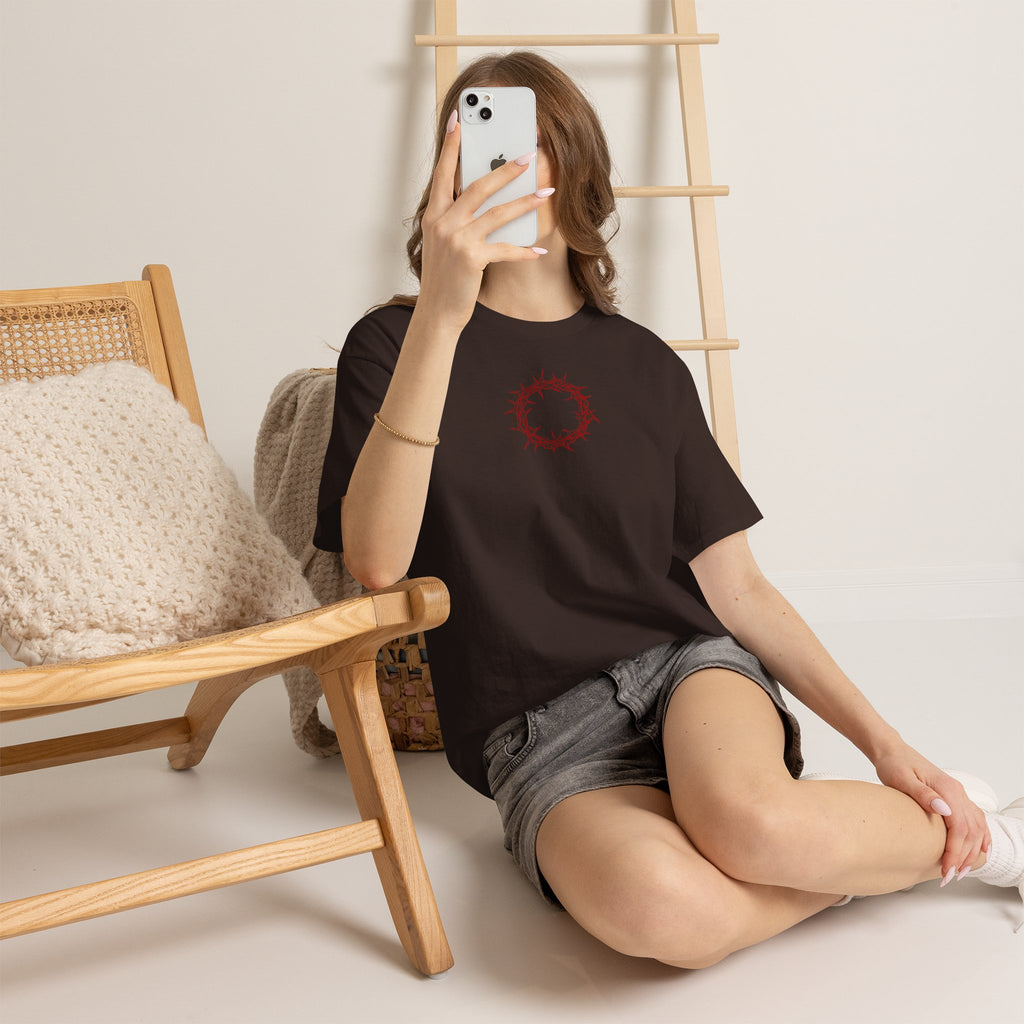 Heavy Cotton T-Shirt -- Christian Theme -- Crown of Thorns (Red)