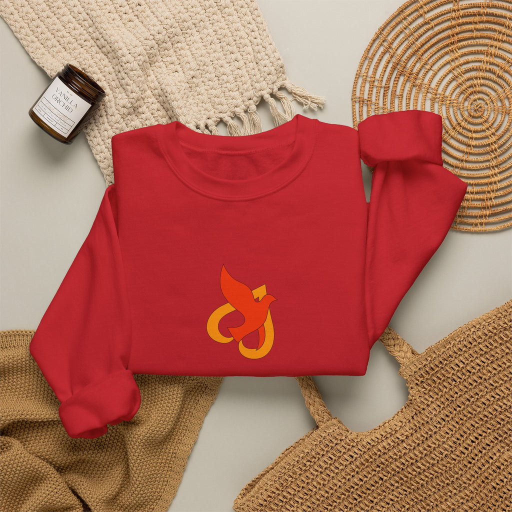 Crewneck Sweatshirt -- Christian Theme -- Holy Spirit Dove Heart Flame