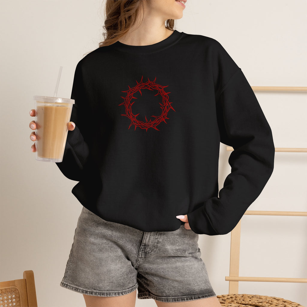 Crewneck Sweatshirt -- Christian Theme -- Crown of Thorns (Red)
