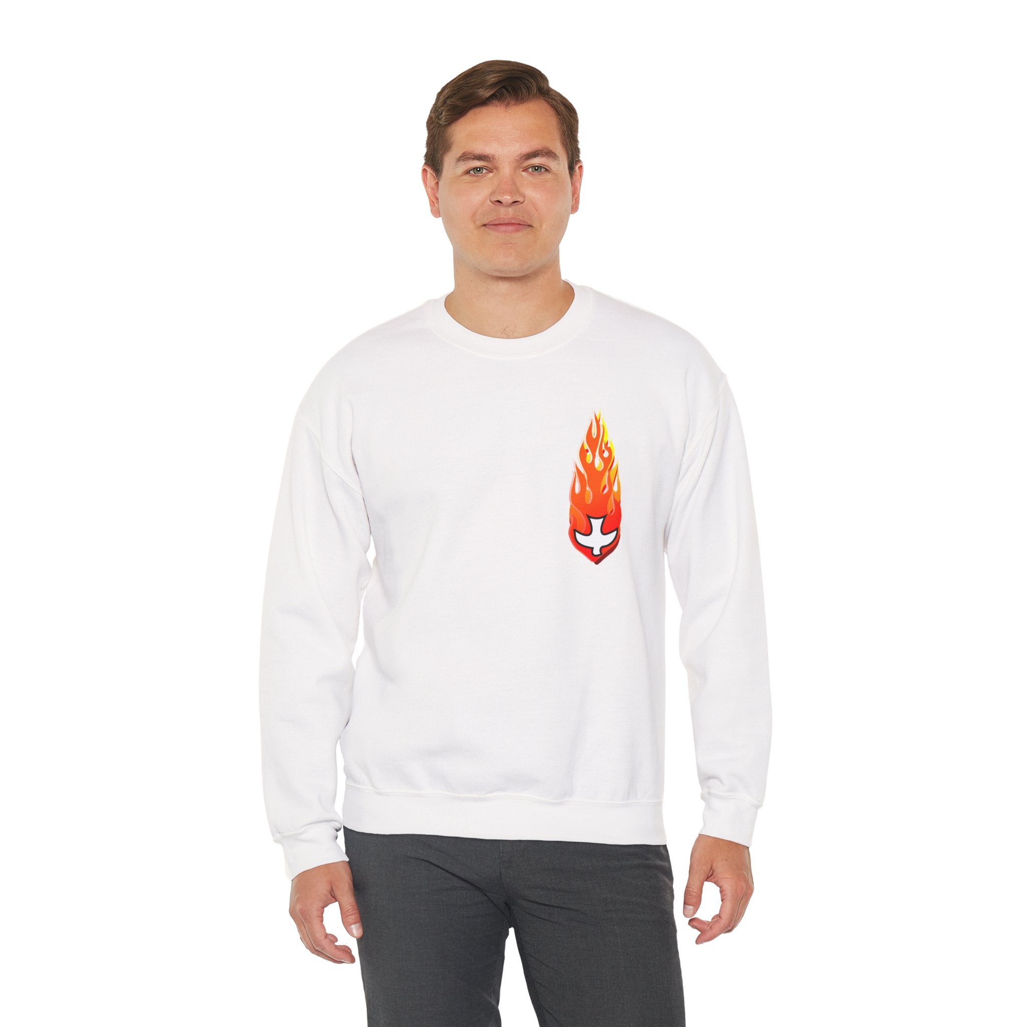 Crewneck Sweatshirt -- Christian Theme -- Holy Spirit Dove Flame