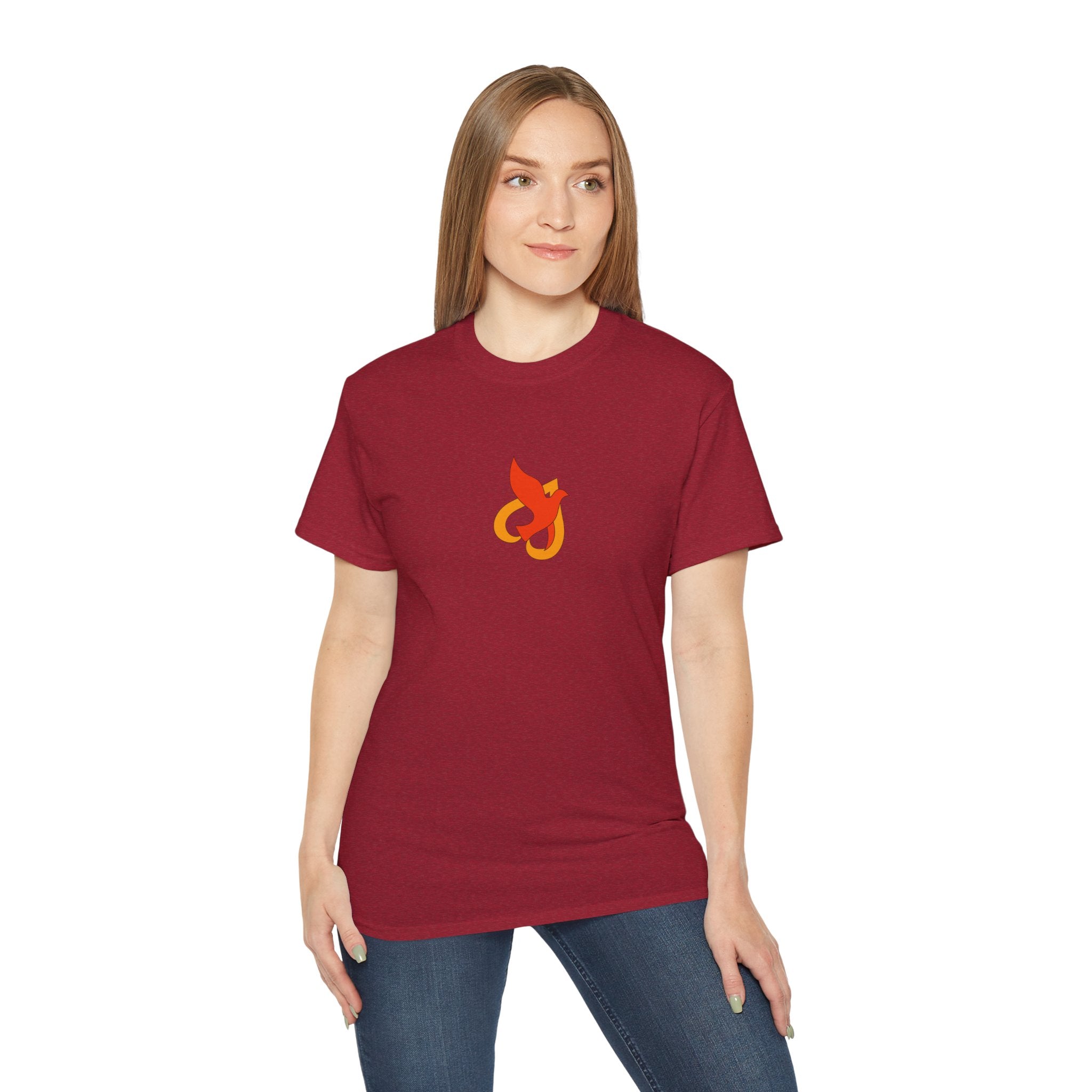 Cotton T‑Shirt -- Christian Theme -- Holy Spirit Dove Heart Flame