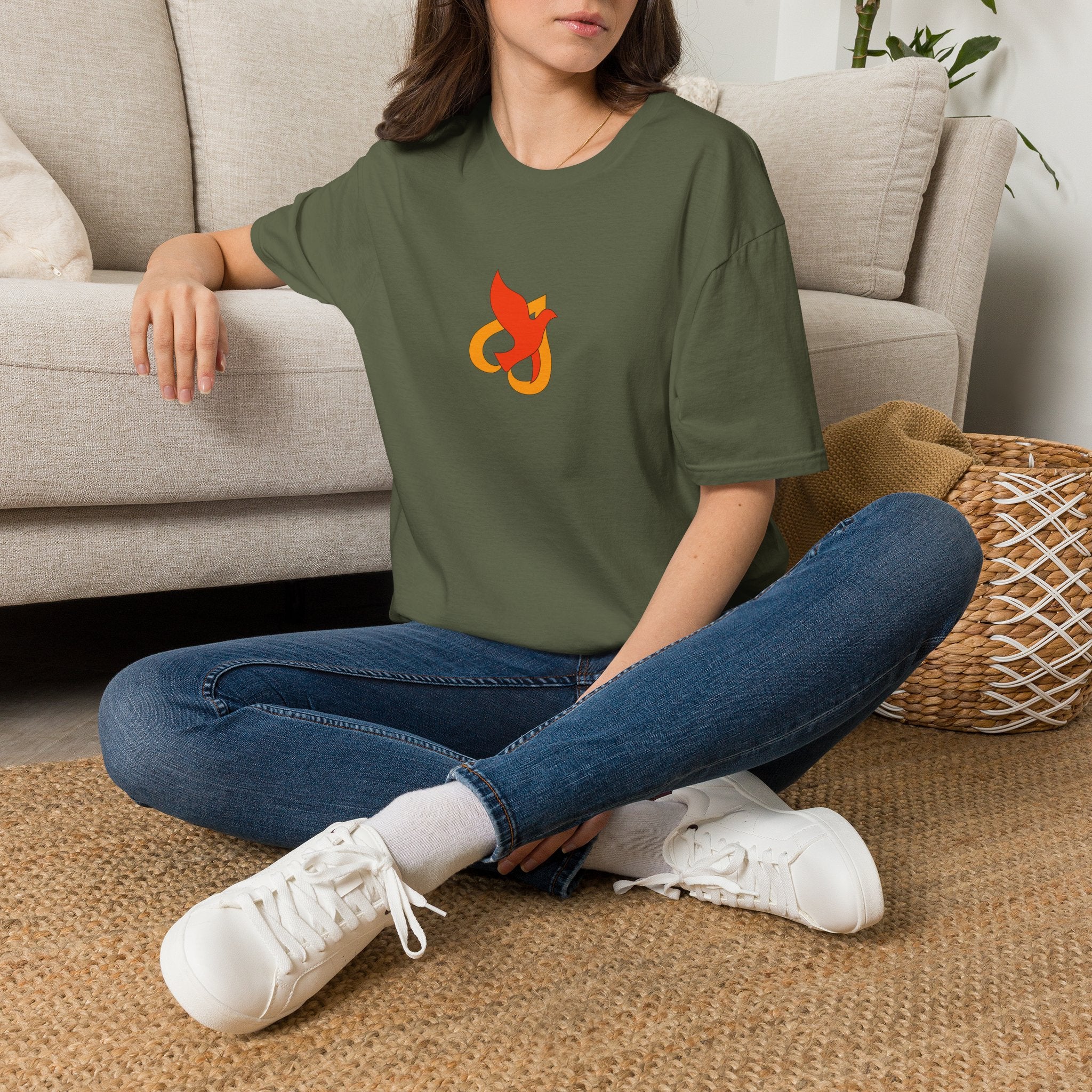 T-Shirt -- Christian Theme -- Holy Spirit Dove Heart Flame