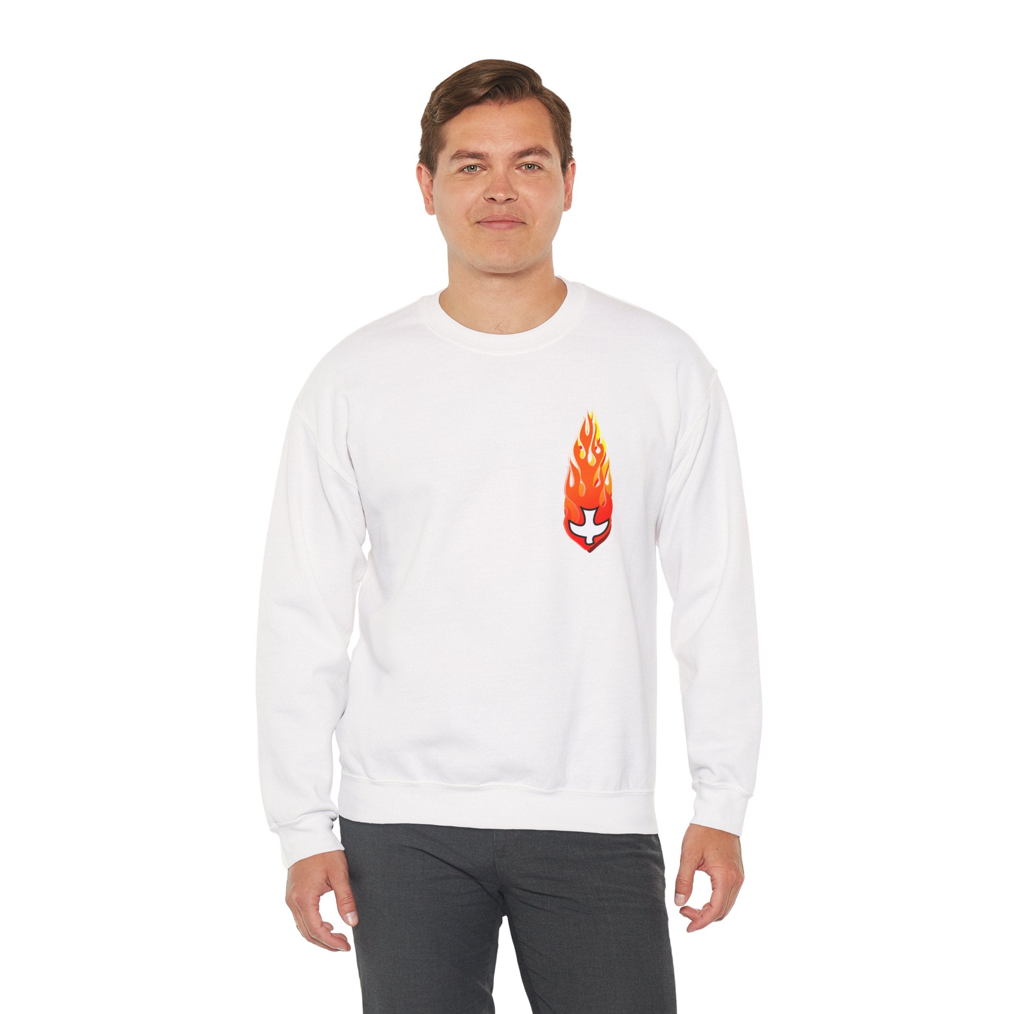 Crewneck Sweatshirt -- Christian Theme -- Holy Spirit Dove Flame