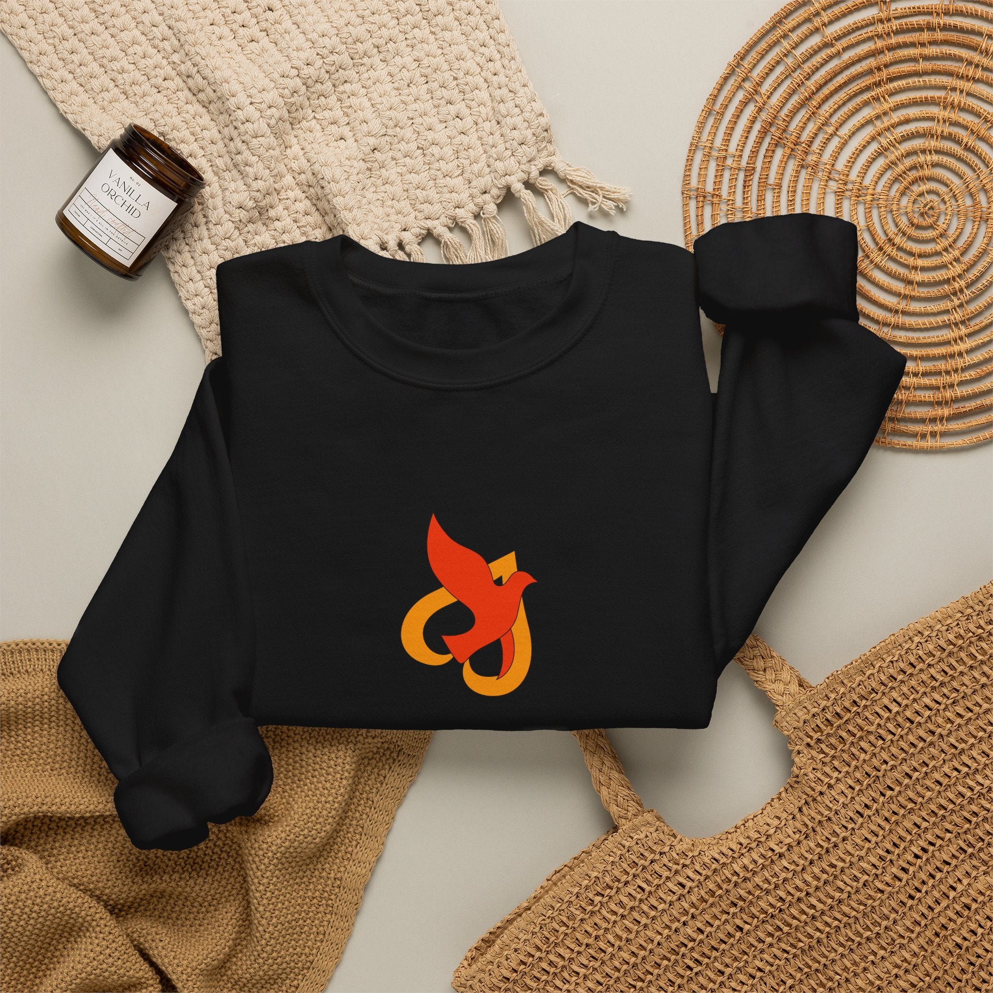 Crewneck Sweatshirt -- Christian Theme -- Holy Spirit Dove Heart Flame