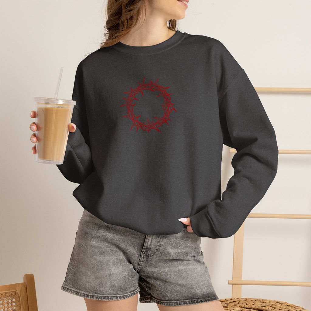 Crewneck Sweatshirt -- Christian Theme -- Crown of Thorns (Red)