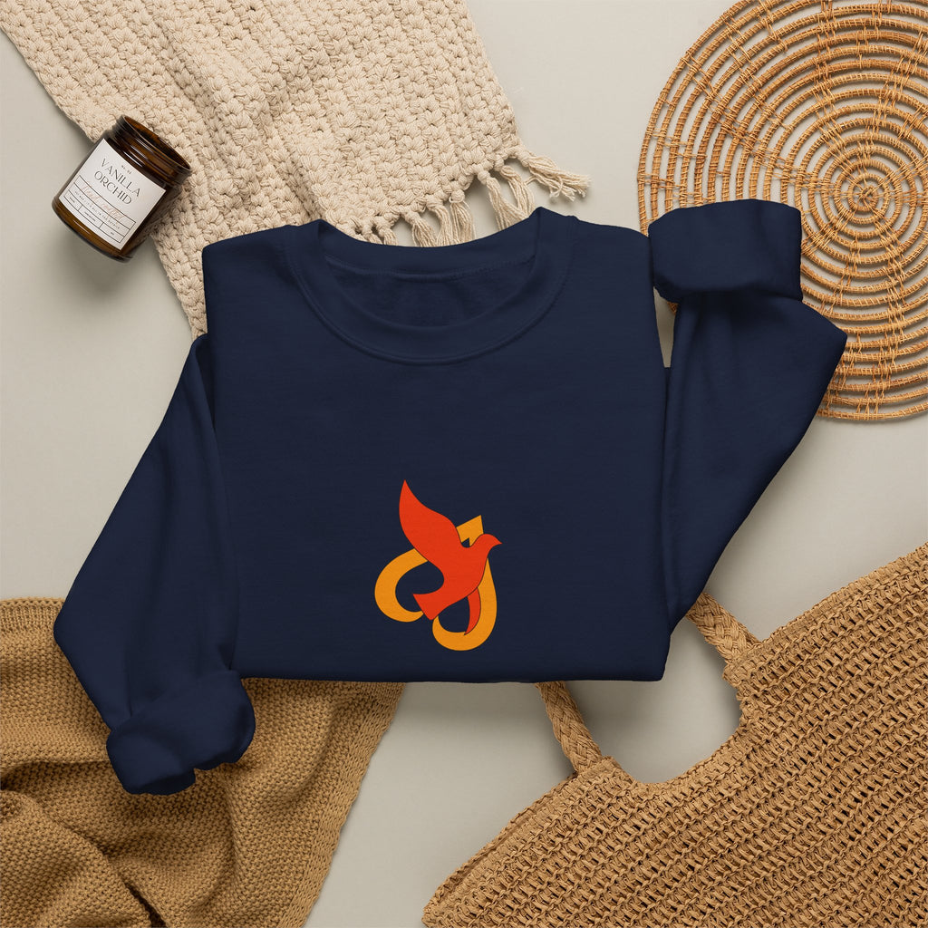 Crewneck Sweatshirt -- Christian Theme -- Holy Spirit Dove Heart Flame