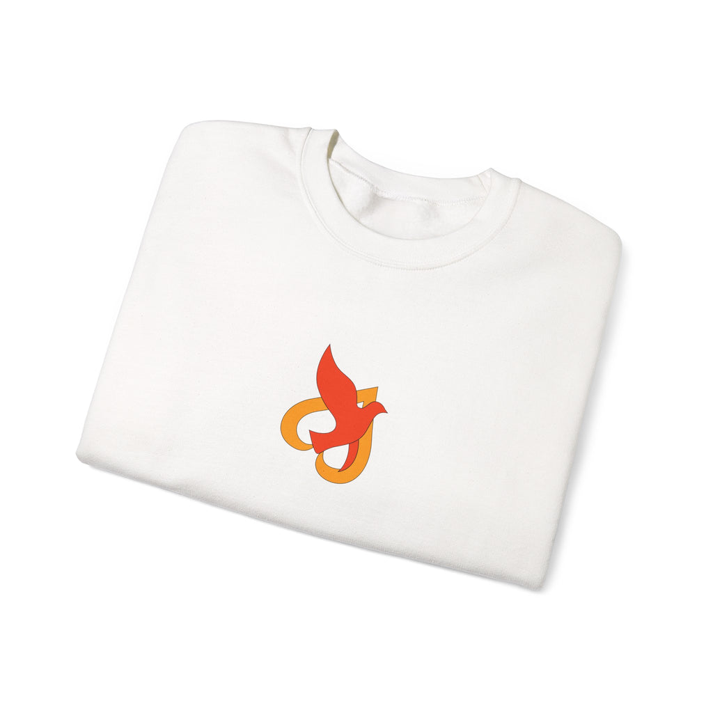 Crewneck Sweatshirt -- Christian Theme -- Holy Spirit Dove Heart Flame